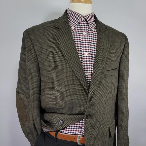 Stafford Essentials Men's Sport Coat Blazer Two Button Olive Wool Classic‎ 46R